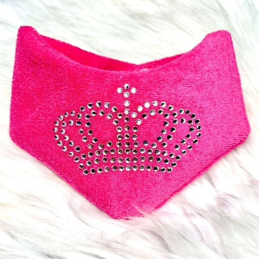 Juicy Couture X Louadore Terry Cloth Dog Bandana Hot Pink - Picture 4 of 9